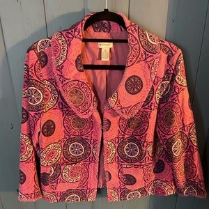 Anthropologie Pink/Purple Beaded Velvet Jacket, Size 12